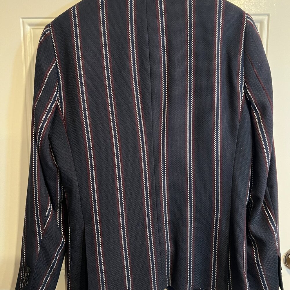 Scotch and Soda Navy with Burgundy and White Stripe Wool Suit Mens 40R - Picture 2 of 12